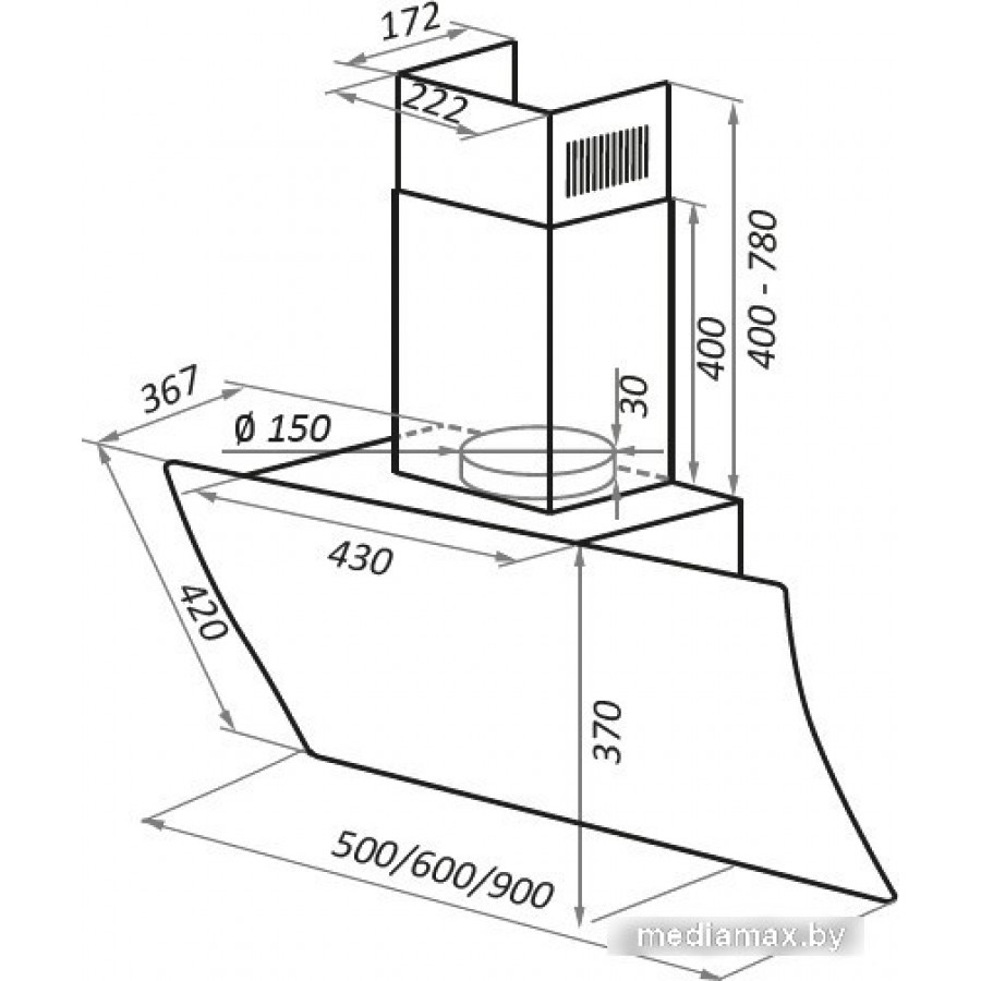 Кухонная вытяжка MAUNFELD Sky Star Chef 90 (черный)