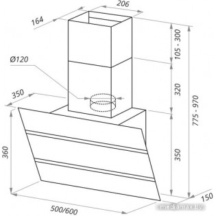 Кухонная вытяжка MAUNFELD Bridge 60 (нержавеющая сталь/черное стекло)