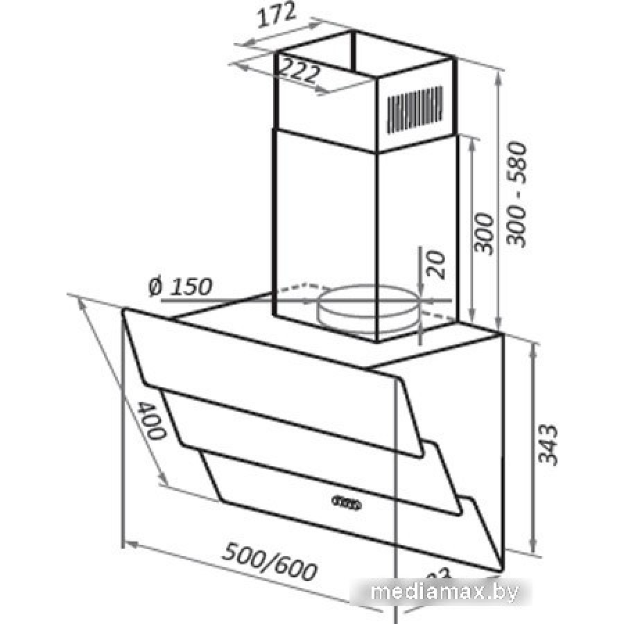 Кухонная вытяжка HOMSair Vertical 60 Glass (белый)