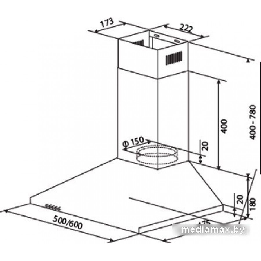 Кухонная вытяжка HOMSair Delta 60 (нержавеющая сталь)