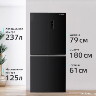 Четырёхдверный холодильник Harper RH6966BI (черный)